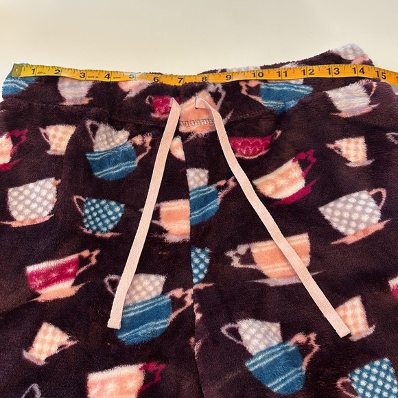 Women’s Joyspun Pajama Bottoms Burgundy With Coffee Cups Soft Fabric S - Picture 7 of 13